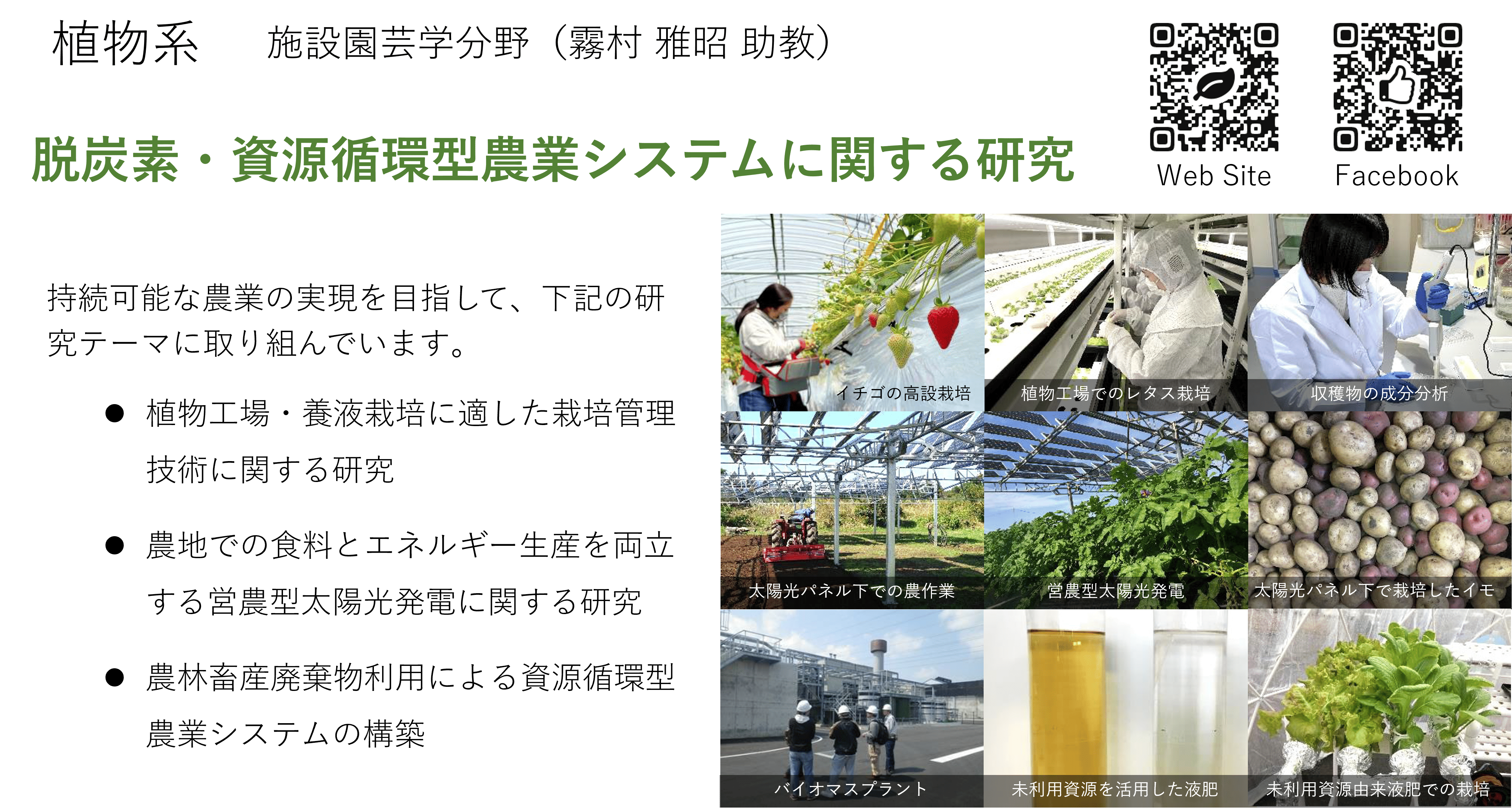 再生可能エネルギーを利用した脱炭素・資源循環型農業システムに関する研究についての詳細