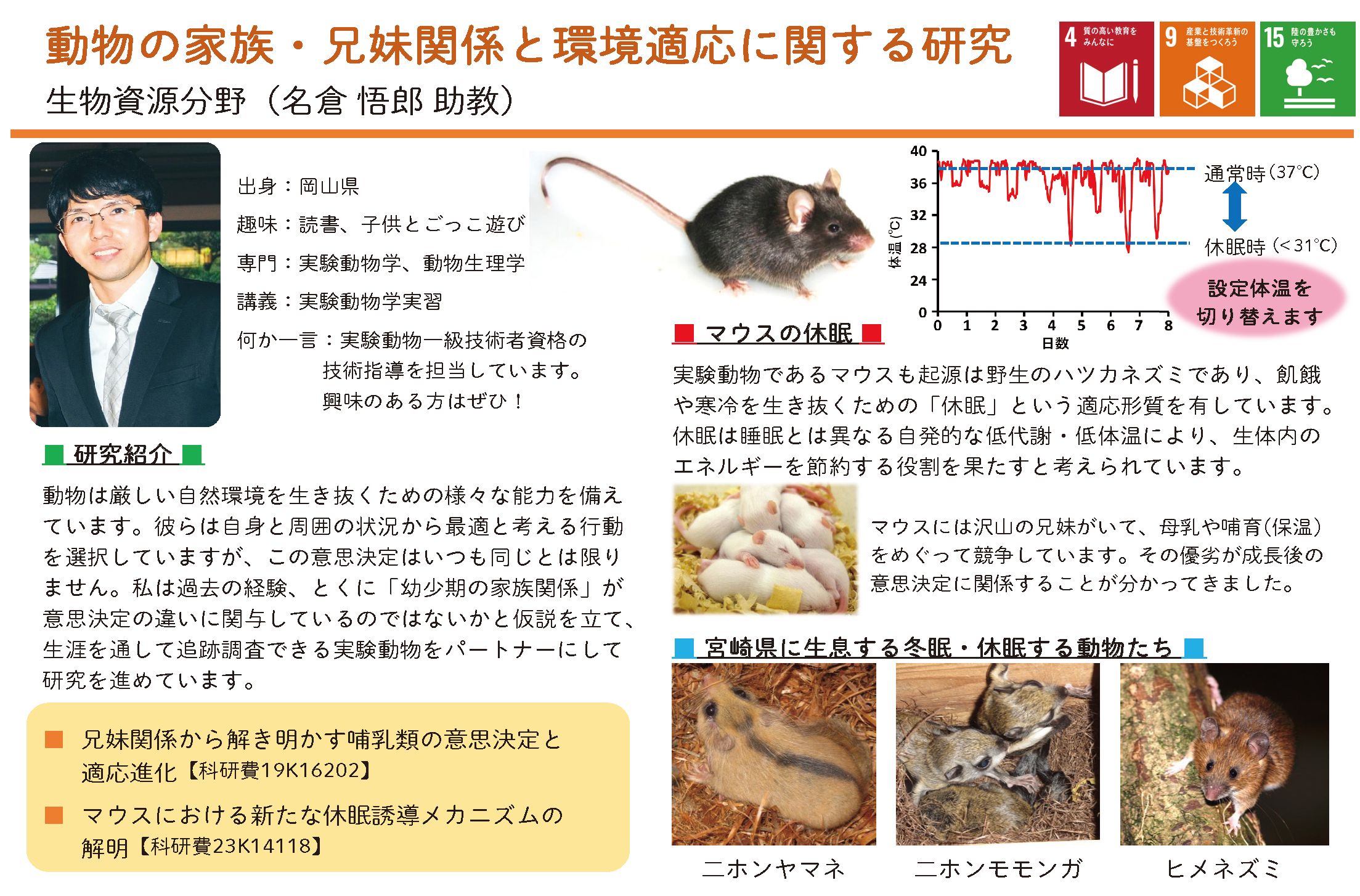 動物の家族・兄妹関係と環境適応に関する研究