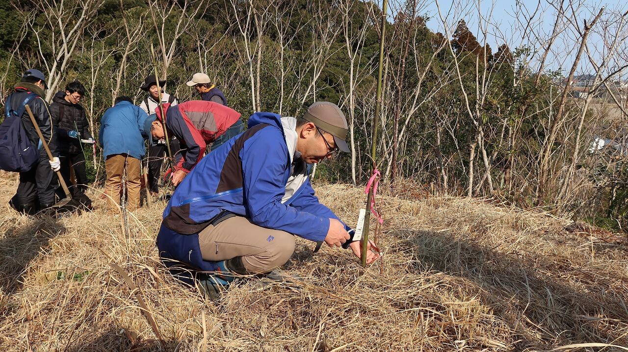 エゴノキを植樹する農学部光田教授